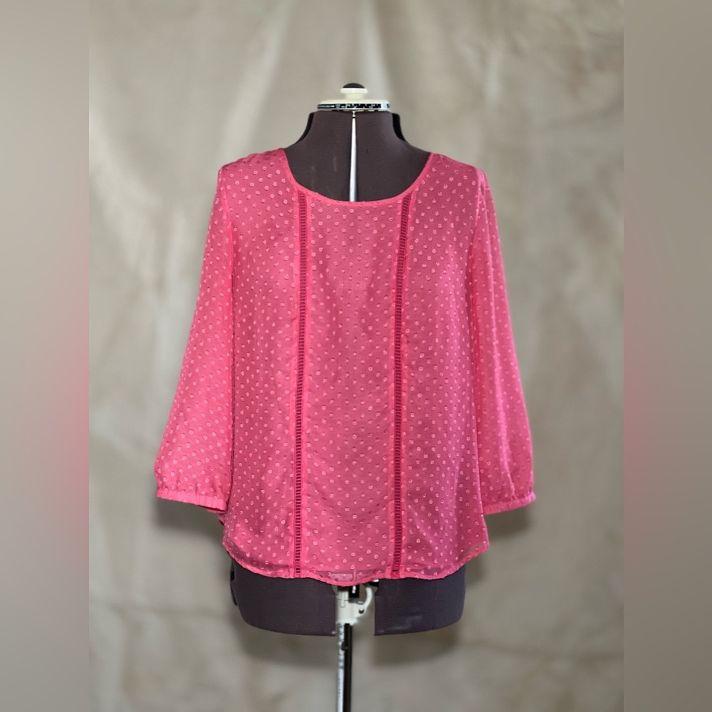 The Limited Pink Textured Peasant Blouse